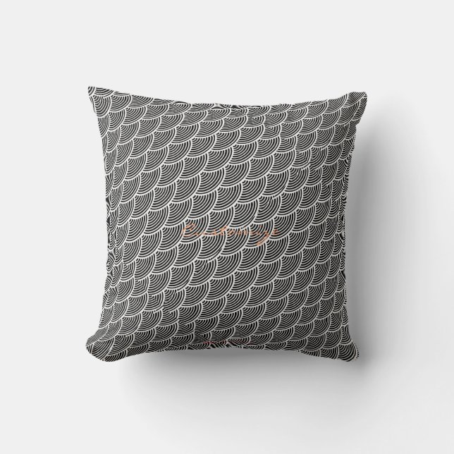 Coussin écailles de sirène Thunder_Cove noir/blanc (Recto)