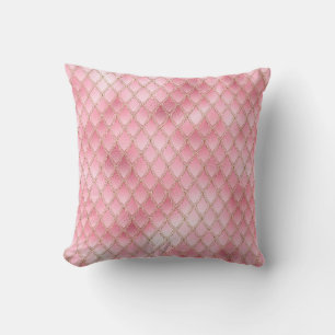 Coussin Écales de dragon scintillantes rose pâle et or