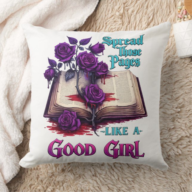 Coussin Écarte ces pages comme une bonne fille (Couverture)