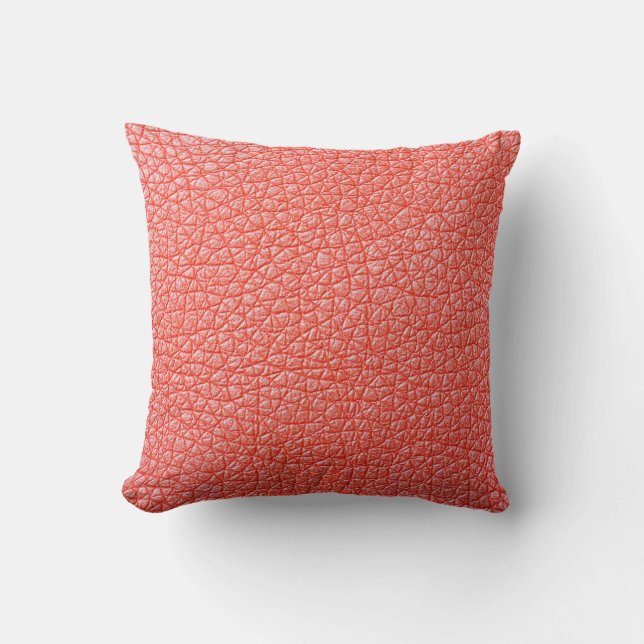 Coussin Échantillon d'ameublement en cuir orange textureab (Recto)
