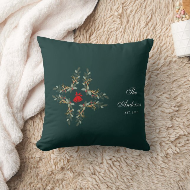 Coussin Échantillon Floral Emeraude Fêtes de Noël Famille (Couverture)