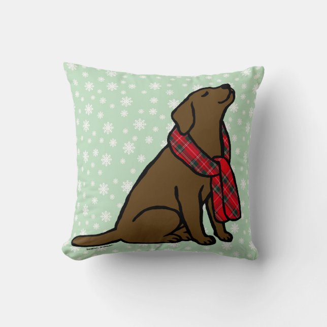 Coussin Écharpe 2 de tartan de Labrador de chocolat (Recto)