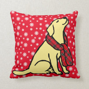 Coussin Écharpe jaune 2 de tartan de Labrador
