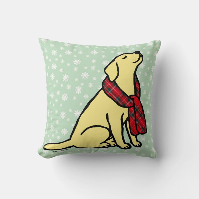 Coussin Écharpe jaune 2 de tartan de Labrador (Recto)