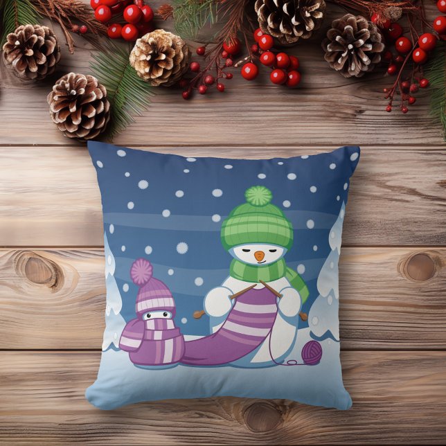 Coussin Écharpe Tricot Snowman (Créateur téléchargé)