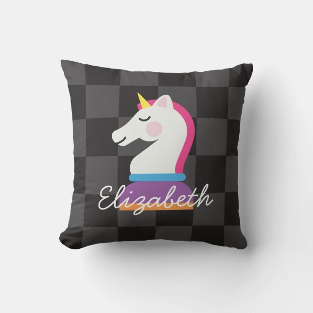 Coussin Échecs de chevalier de l'Unicorne pour filles pers (Recto)