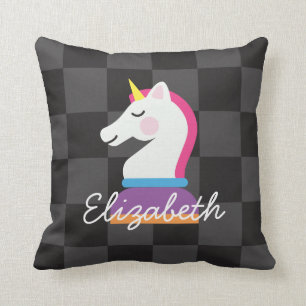 Coussin Échecs de chevalier de l'Unicorne pour filles pers
