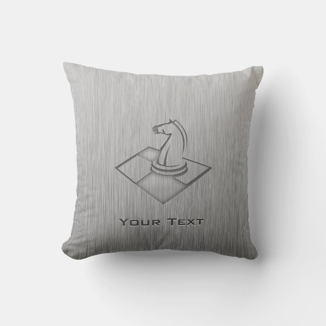 Coussin Échecs ; Métal-regard balayé (Recto)