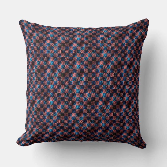 Coussin Échecs rustiques sous forme d'rayures croisées (Recto)
