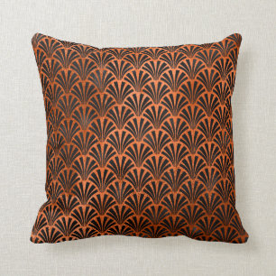 Coussin Échelle Art Déco Coquillages en Métal Noir Orange