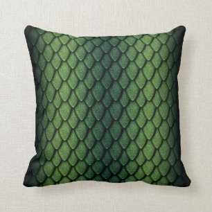 Coussin Échelles de dragon vert