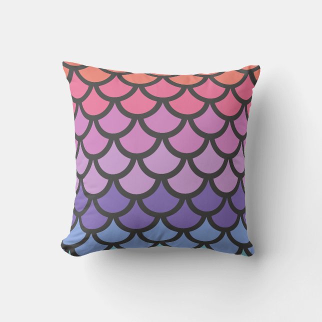 Coussin Échelles de sirène d'Ombre de coucher du soleil (Recto)