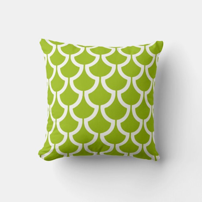 Coussin Échelles modernes géométriques| blanc citron vert (Recto)