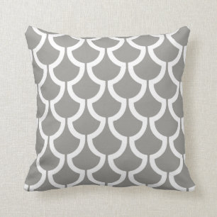 Coussin Échelles modernes géométriques  blanc gris