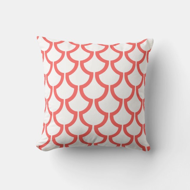 Coussin Échelles modernes géométriques| corail blanc (Recto)