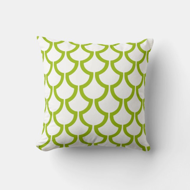 Coussin Échelles modernes géométriques| vert citron blanc (Recto)