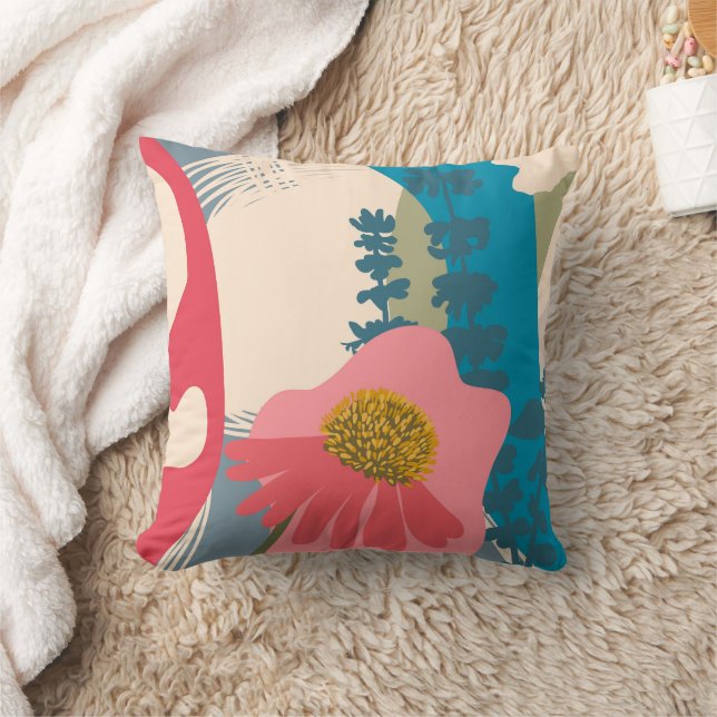 Coussin Echinacea Art Abstrait Moderne Blocs de Couleurs   (Couverture)