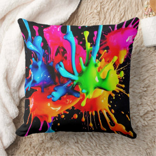Coussin Éclaboussure Abstraite Colorée