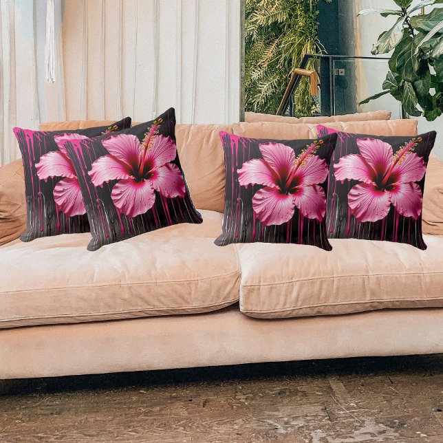 Coussin Éclaboussure d'Hibiscus Vibrant (Créateur téléchargé)