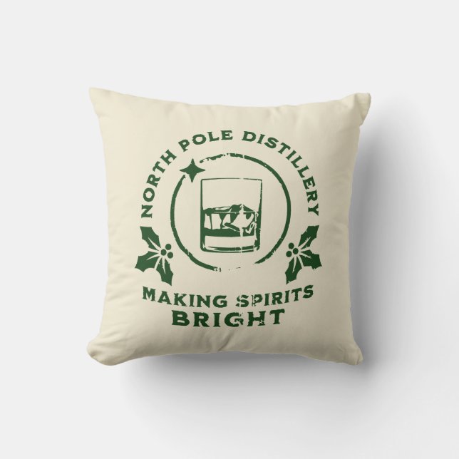 Coussin Éclairer les esprits Nord Pole Distillery Vert (Recto)