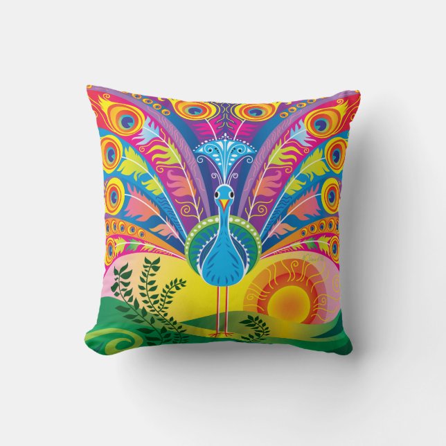 Coussin Éclat de queue de paon (Recto)