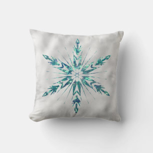 Coussin Éclat Turquoise de Flamme de neige de Noël