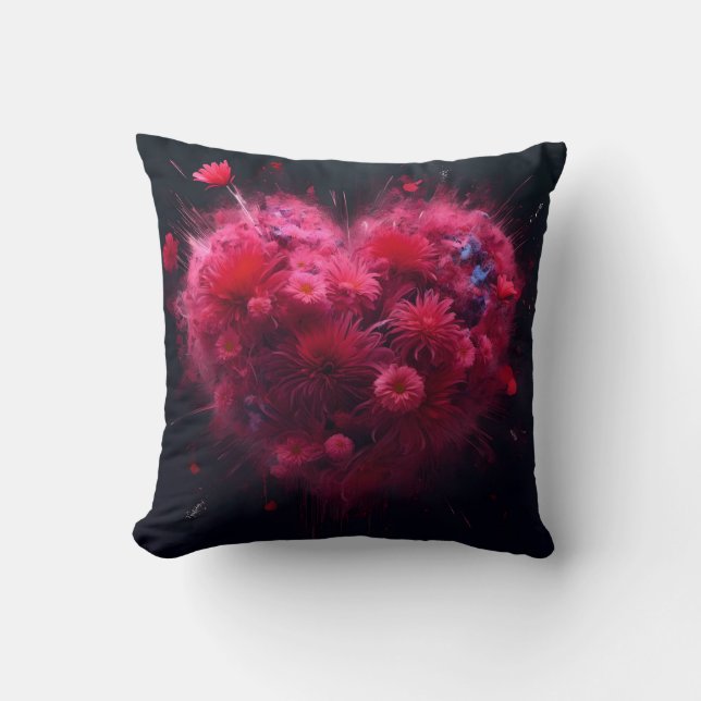 Coussin Éclatement du coeur rose (Recto)