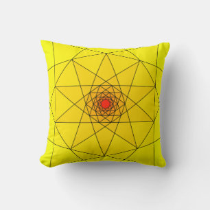 Coussin Éclatement Géométrique en Étoile - Dessin Jaune &
