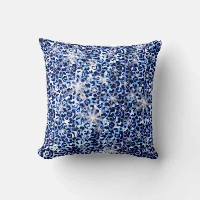 Coussin Éclats de guépards bleus (Recto)