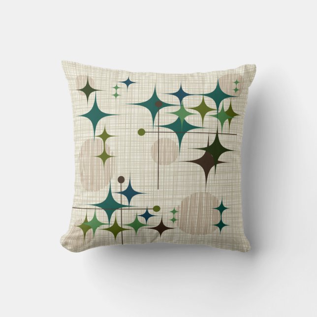 Coussin Éclats d'étoiles et globes Modernes du Milieu du S (Recto)