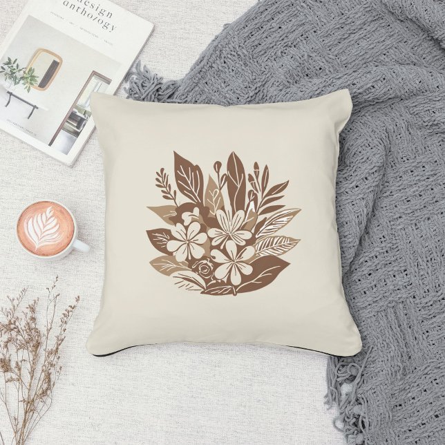 Coussin Eclectique Naturel Terracotta Fleur sauvage Boho R (Créateur téléchargé)