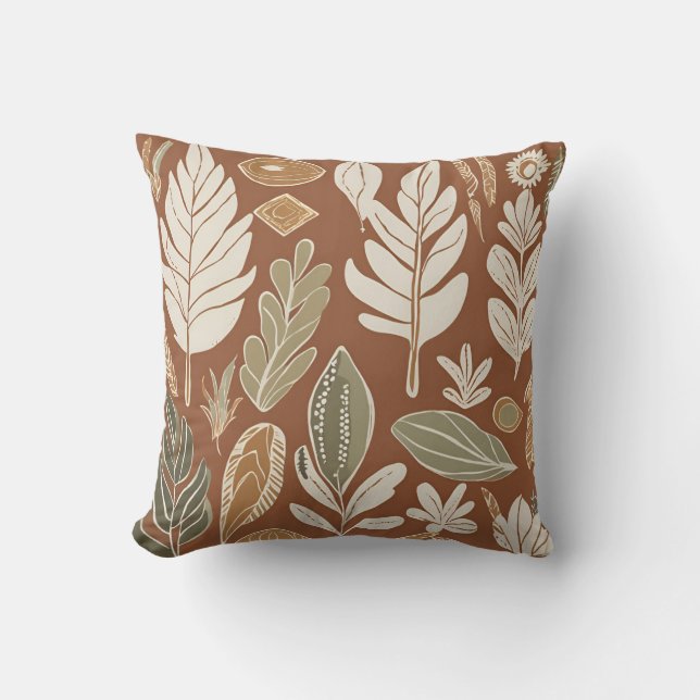 Coussin Eclectique Naturel Terracotta Fleur sauvage Boho R (Recto)