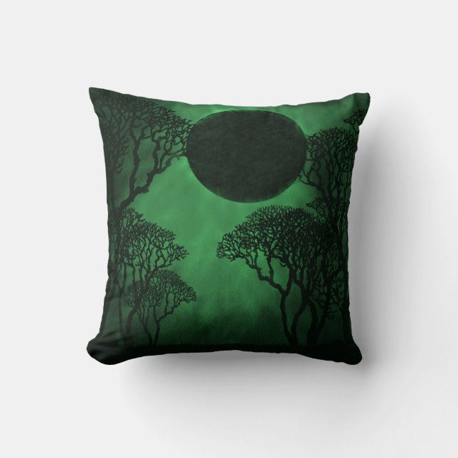 Coussin Eclipse Forêt Noire, Vert (Recto)