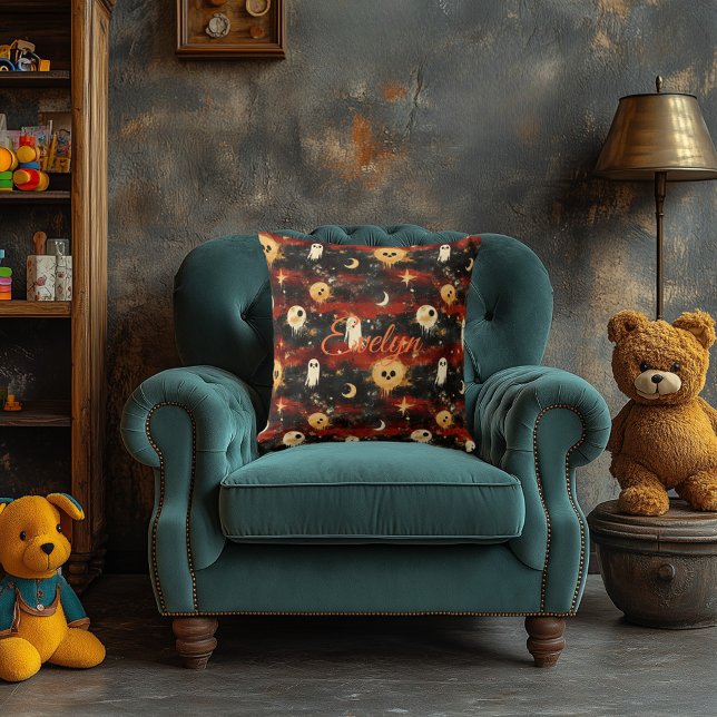 Coussin Éclipse hantée Halloween avec des fantômes et des  (Créateur téléchargé)