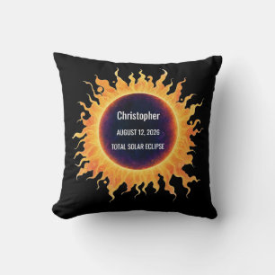 Coussin Éclipse solaire totale aquarelle audacieuse 2026 N