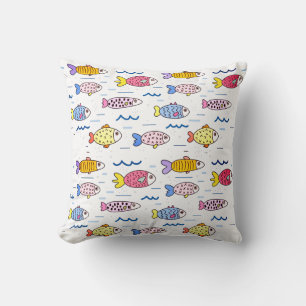 Coussin École colorée de poissons