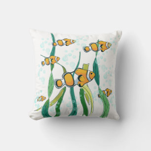 Coussin École de poisson clown en bulles couleur Dessin
