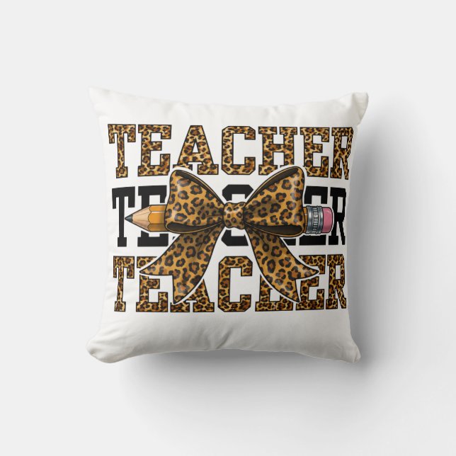Coussin École de professeur d'arc de léopard Crayon Mignon (Recto)