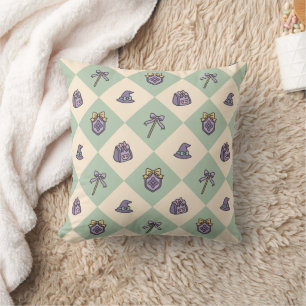 Coussin École de sorciers Magic Girl Green Witch à carreau