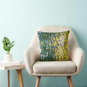 Coussin Écorce d'arbre vert et jaune