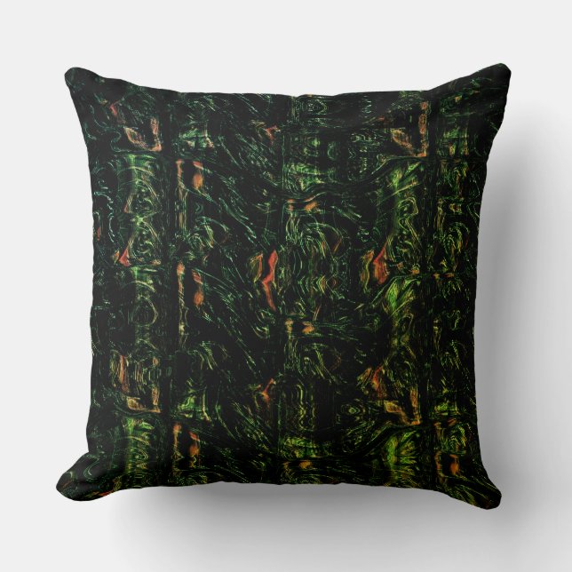 Coussin Écorce numérique sous verre martelé vert (Recto)