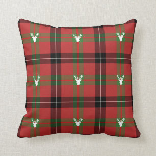 Coussin écossais de vacances de plaid et de cerfs