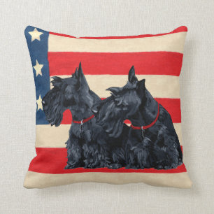 Coussin écossais patriotique de deux terriers