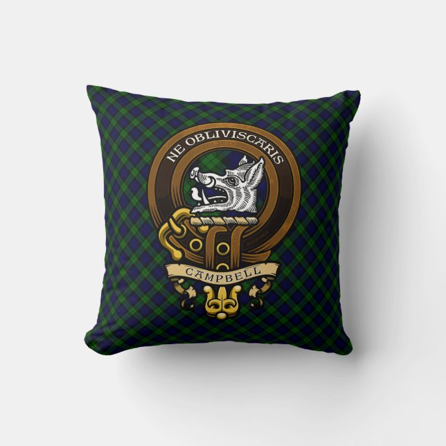 Coussin Écosse Clan Campbell Badge et Crest (Recto)