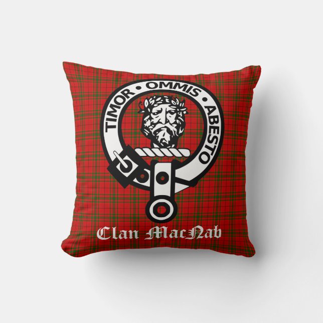 Coussin Ecosse Clan MacNab Crest Badge et Tartan (Recto)