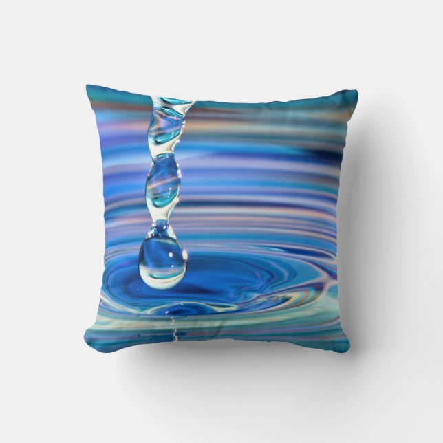 Coussin Écoulement clair de baisses de l'eau bleue (Recto)