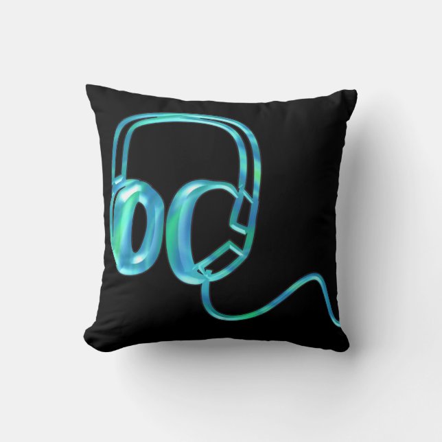 Coussin Écouteurs du DJ/coussin bleus disque de bleu (Recto)