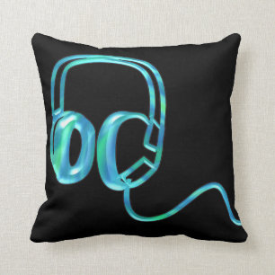 Coussin Écouteurs du DJ/coussin bleus disque de bleu