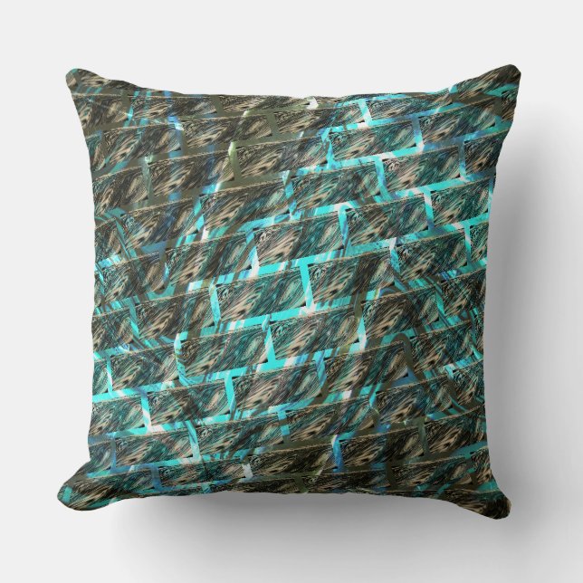 Coussin Ecran Brown teintée, quadrillage cyanique ou style (Recto)