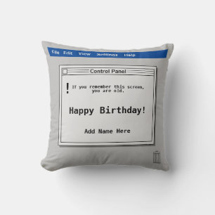 Coussin Écran d'ordinateur rétro pour anniversaire